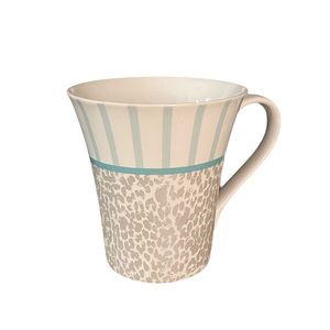 Nicole Miller Teal and Grey Cheetah coffee cup 💕
